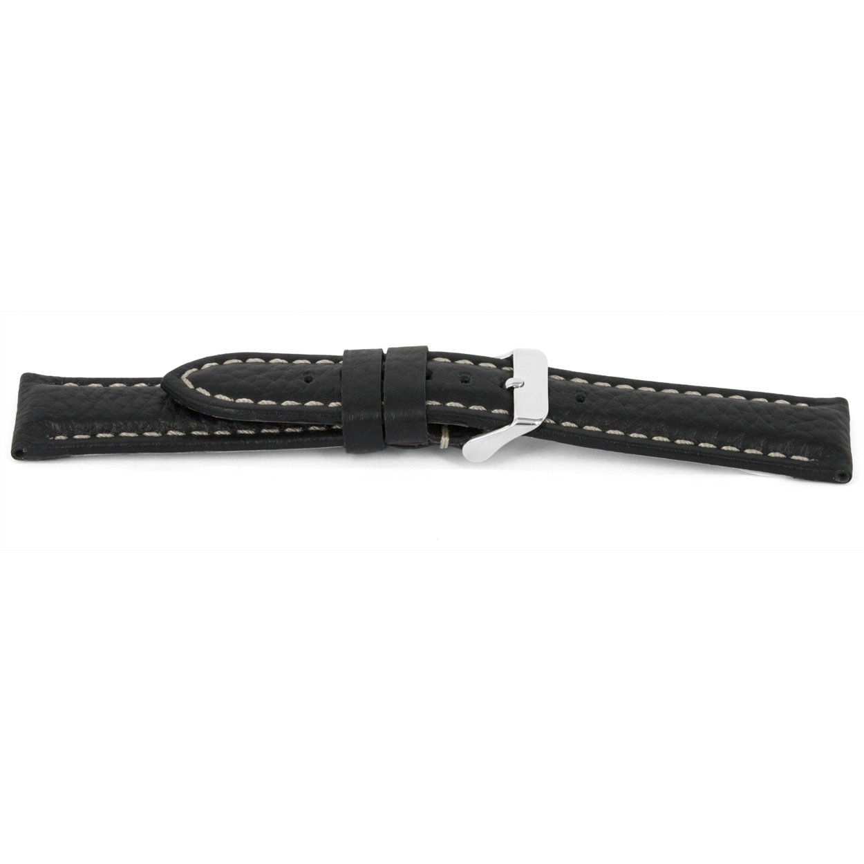 Kalfslederen horlogeband met zilverkleurig edelstalen gesp.
Kleur band: Zwart
Band dikte: 5.8 – 3.8 mm
Band lengte: 85/125mm (XL)
Band breedte: 24x22mm
Gesp: Edelstaal
Bekleding binnenband: Nubuck
Gestikt: Ja, wit
Pushpin: Exclusief
Hypo allergisch: Ja
NFC Chip: Ja
EAN: 4782863018243