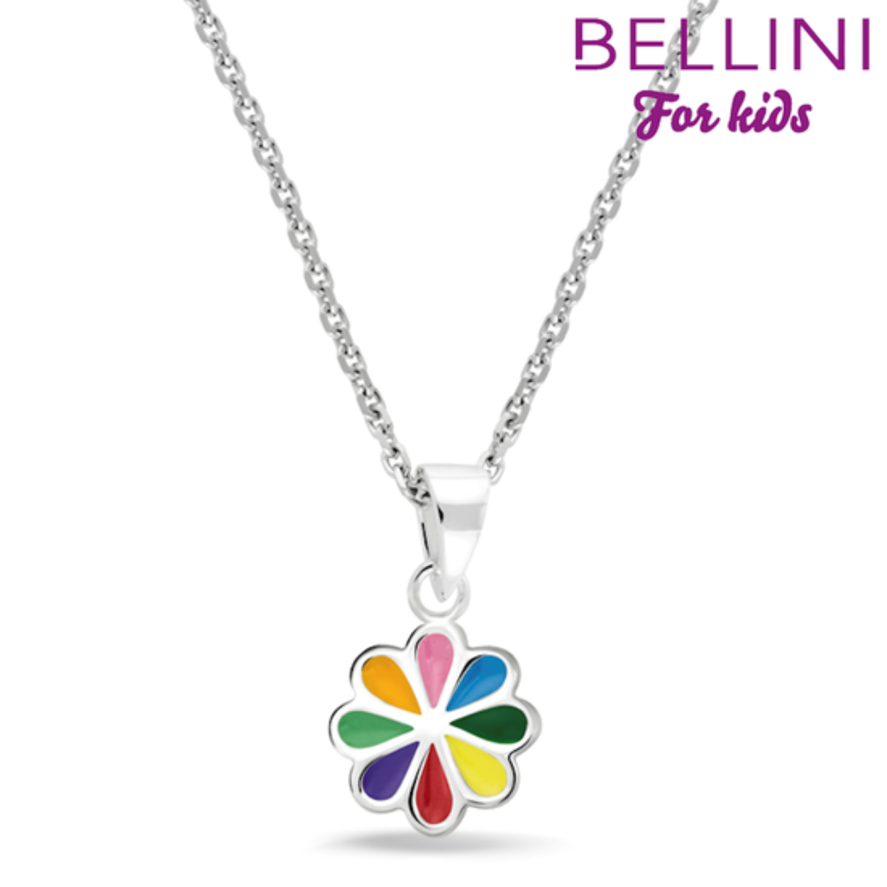 multi collor bloem hanger met verstelbaar collier (34/36/38cm)