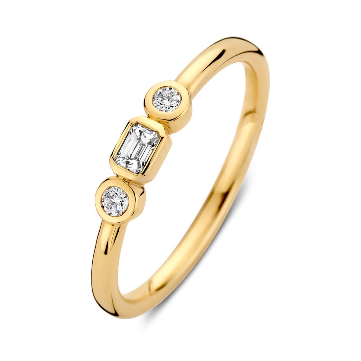 Deze geelgouden ring is van het merk Excellent Jewelry 