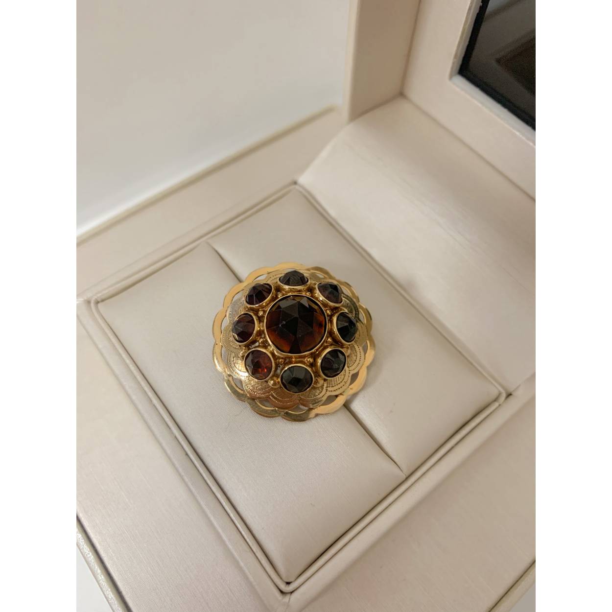 VINTAGE geelgouden broche - granaat
