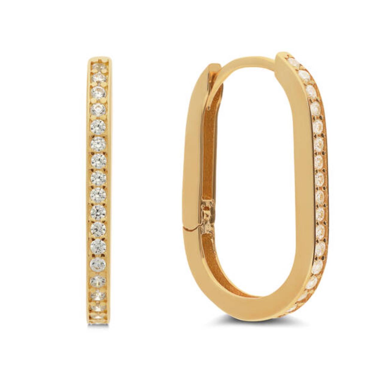 14K Gouden ovale oorringen met Zirkonia 207240300 