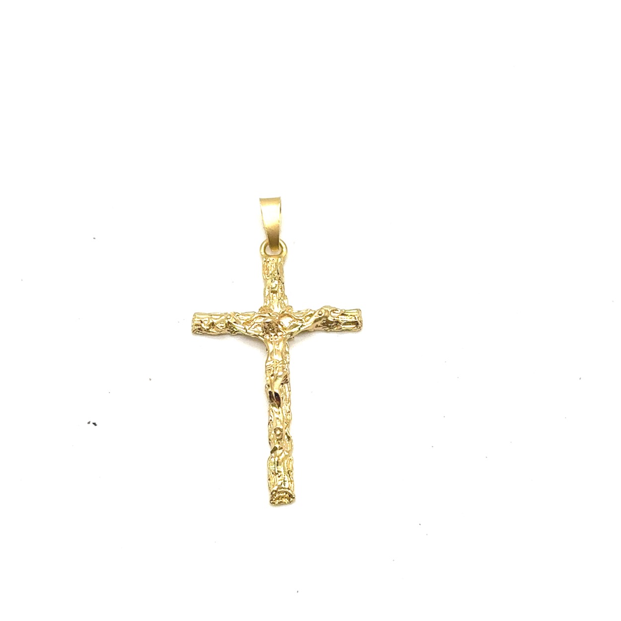 14k gouden massief gehamerd kruis. hanger is ca 9.3 gram en ca 6.5 cm lang. 