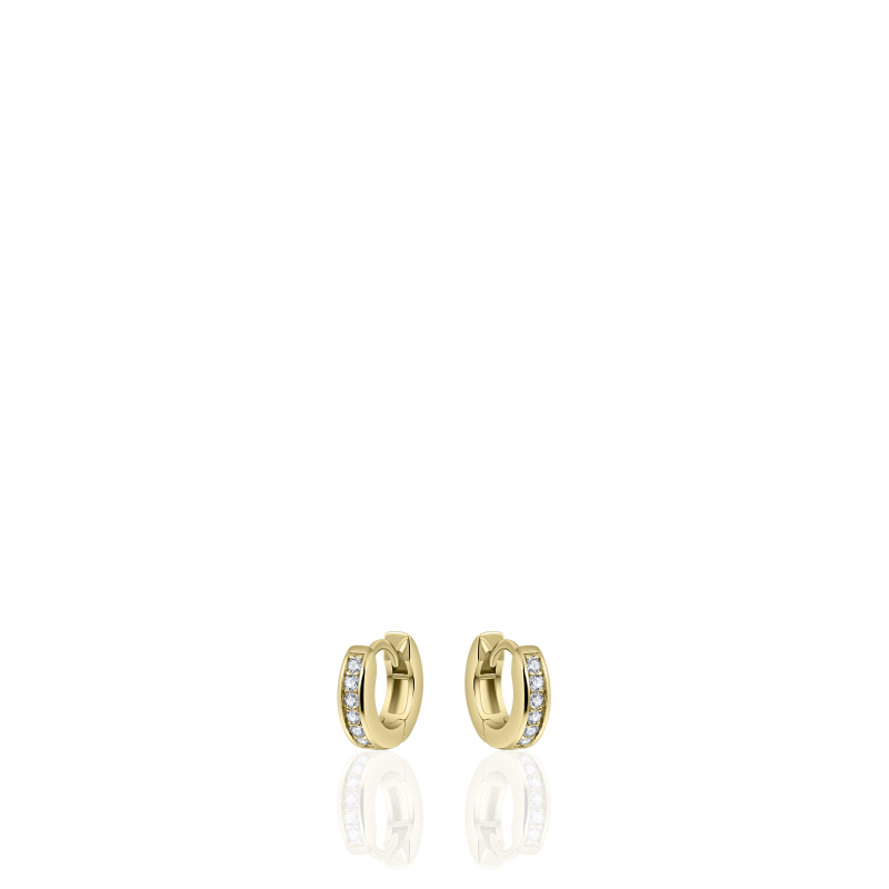 14k gouden oorringen met 1 rij zirkonia's in pavé zetting