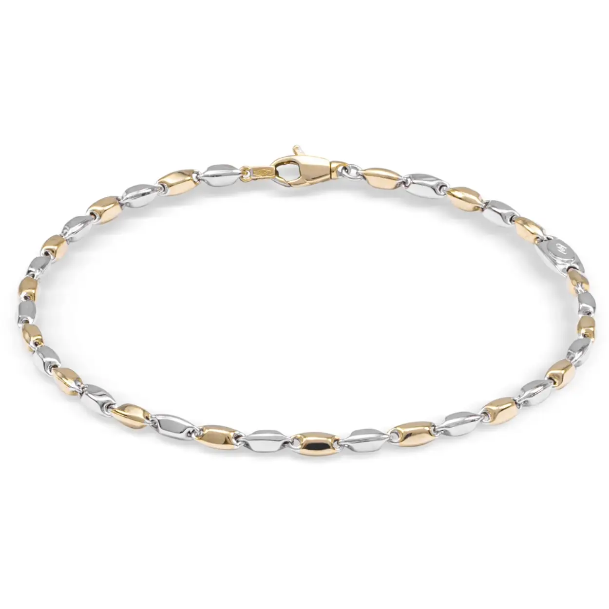 Monzario 839-A 14 Karaat geel/witgouden armband fantasieschakel, lengte 19CM