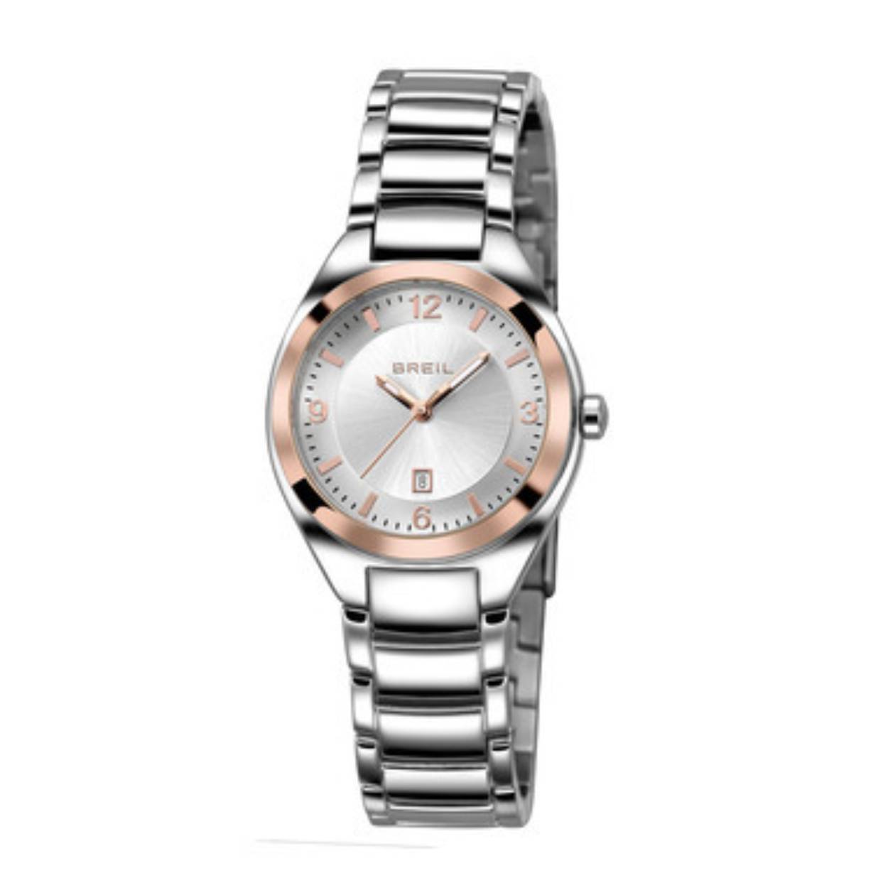 Dames horloge staal met rose