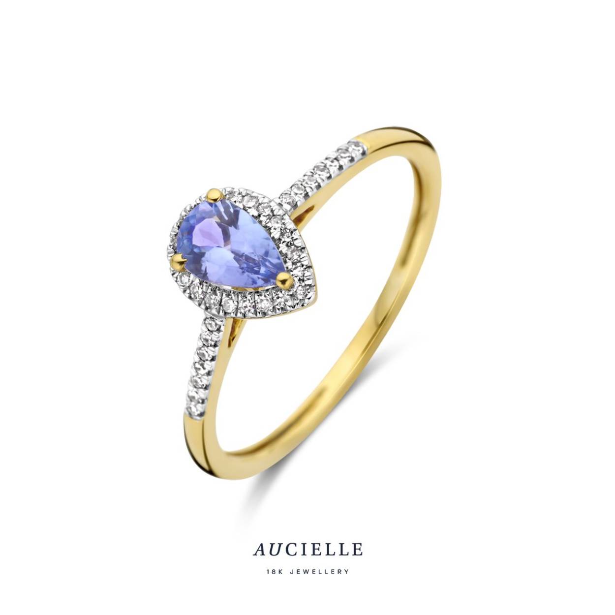 Aucielle ring goud 18k peer entourage tanzaniet diamant 0.09ct