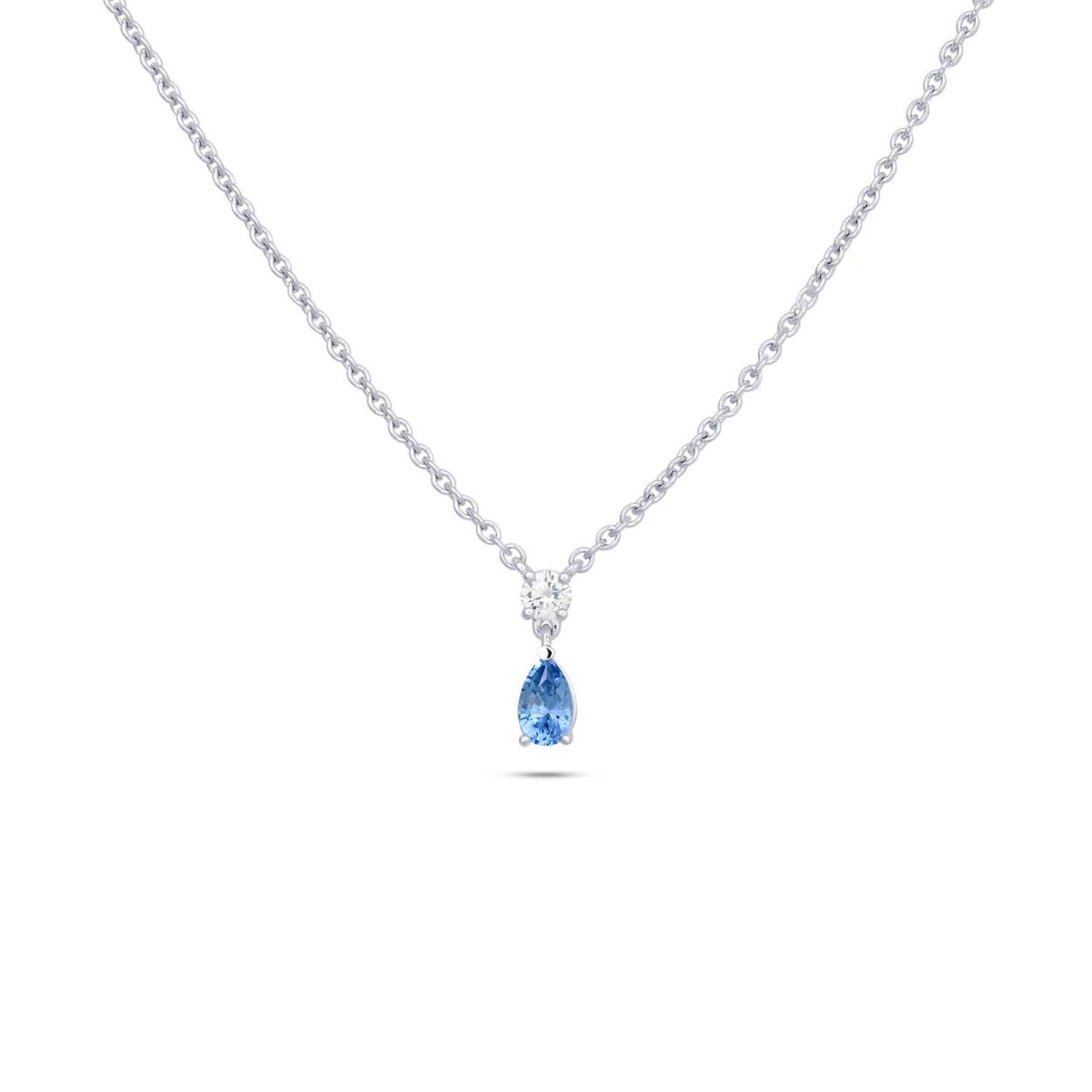 R&C collier wit goud met diamant, peer geslepen en een diamant, briljant geslepen.