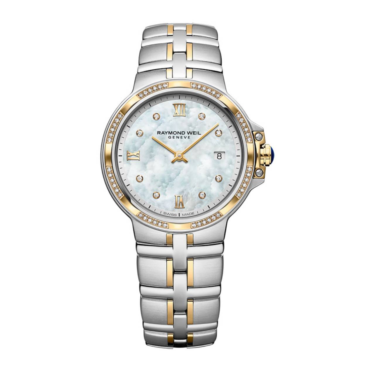 De belangrijkste kenmerken van dit opnieuw uitgevonden Raymond Weil Parsifal 5180-STP-00995 horloge zijn de bijzondere bezel, staal met PVD coating en 56 diamanten op de eigentijdse parelmoer wijzerplaat. De kroon is versierd met een blauwe lak wat subtiel kleur toevoegd aan dit tijdloze ontwerp.

Parsifal is een nieuwe interpretatie van de legendarische originele collectie en een herinnering aan RAYMOND WEIL’s handgemaakte Zwitserse erfgoed.