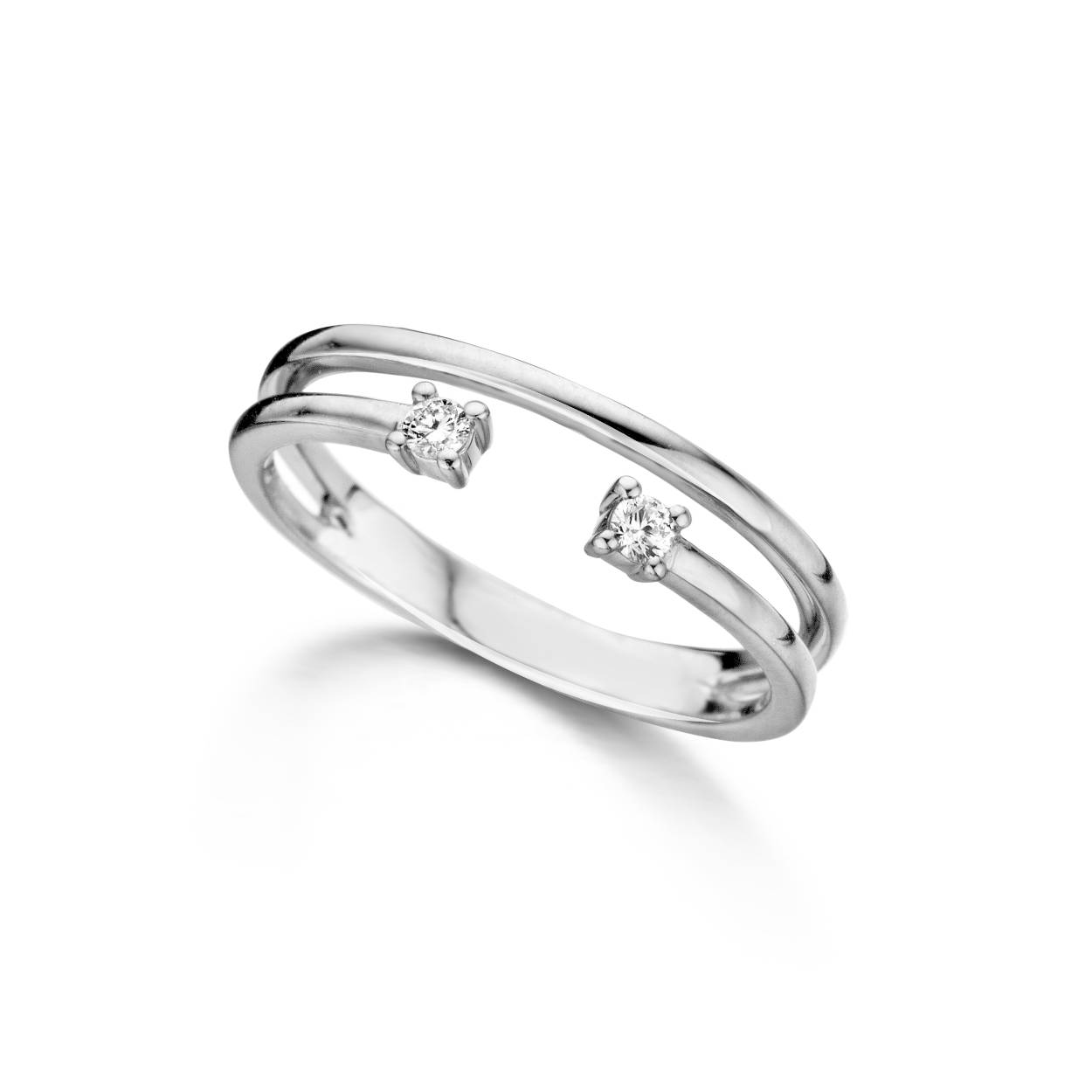 Naiomy ring wit goud 18k gezet met briljant