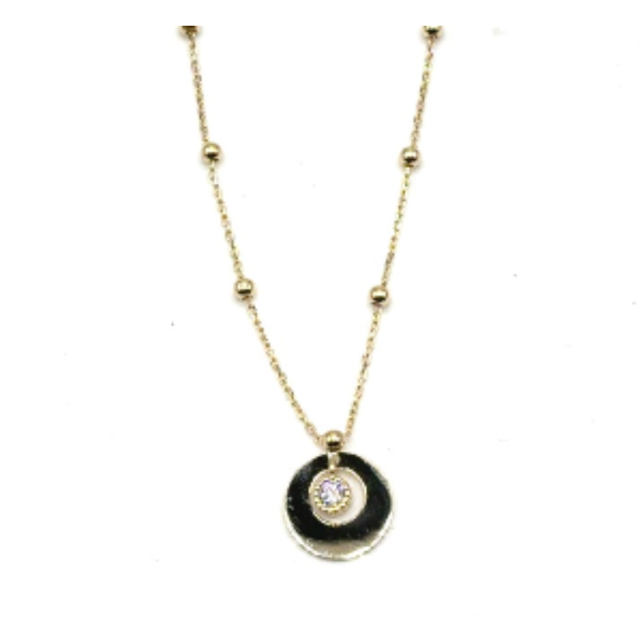 14k gouden collier met een zirkonia stenen. 