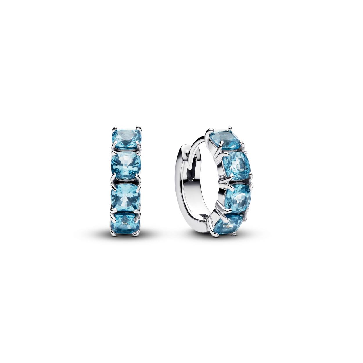 oorringen zilver met blauwe zirkonia - groot