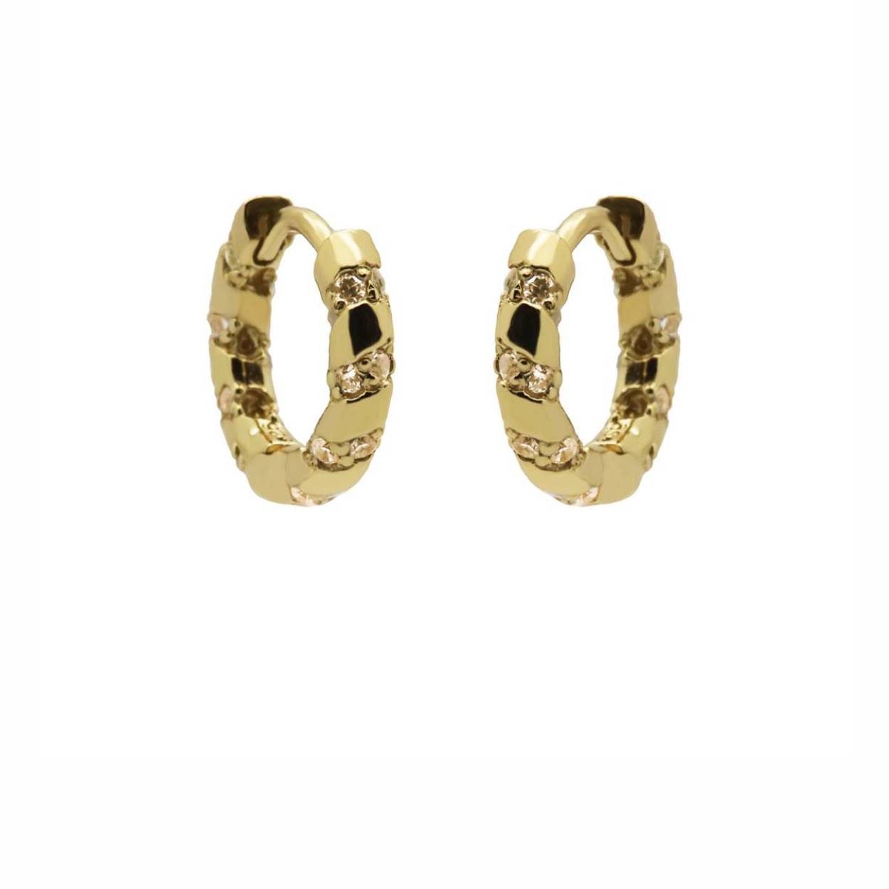Hinged Hoops Champagne Twist 13MM Goldplated