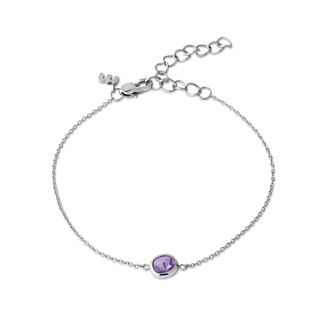 melano armband scarlett zilverkleurig met lavender steen