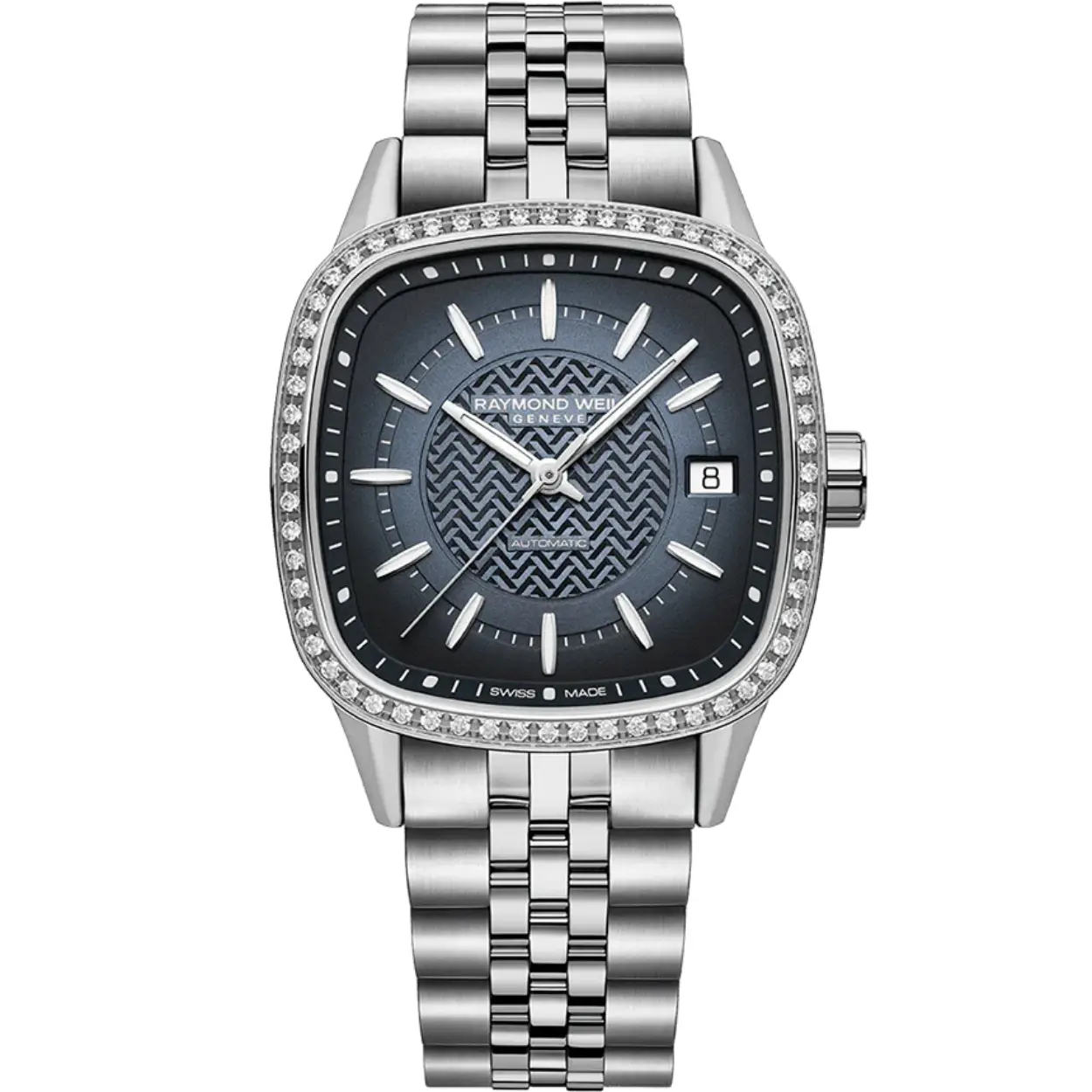 Dit is een horloge van het merk Raymond Weil gemaakt voor dames.
De specificaties zijn als volgt:
Kastmaat: 34,5
Lab grown diamonds in de lunette