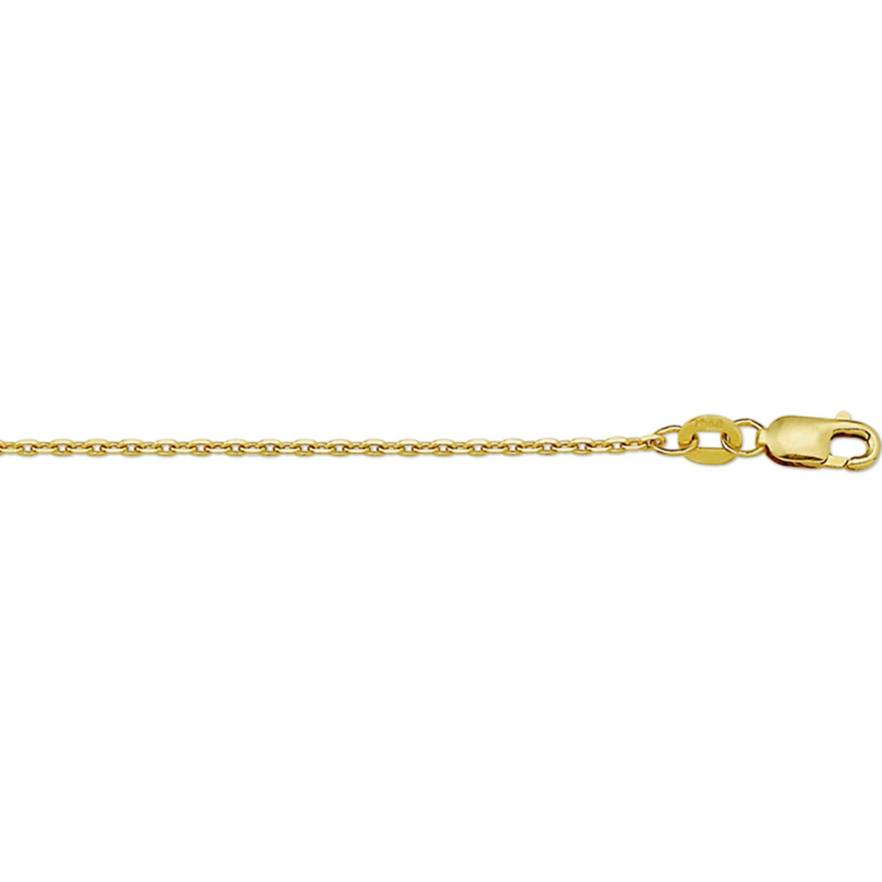 Geelgouden collier met anker schakel. De schakelbreedte is 1.3mm.