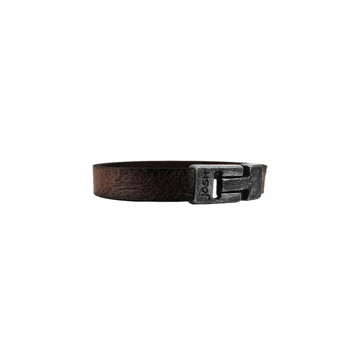 Josh armband verzilverd vintage 24666-BROWN/VB-L