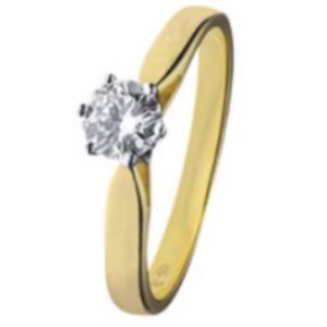 Eclat bicolor klassieke solitair ring, 6-poots. 1 x 0.38crt G/VVS maat 17.75