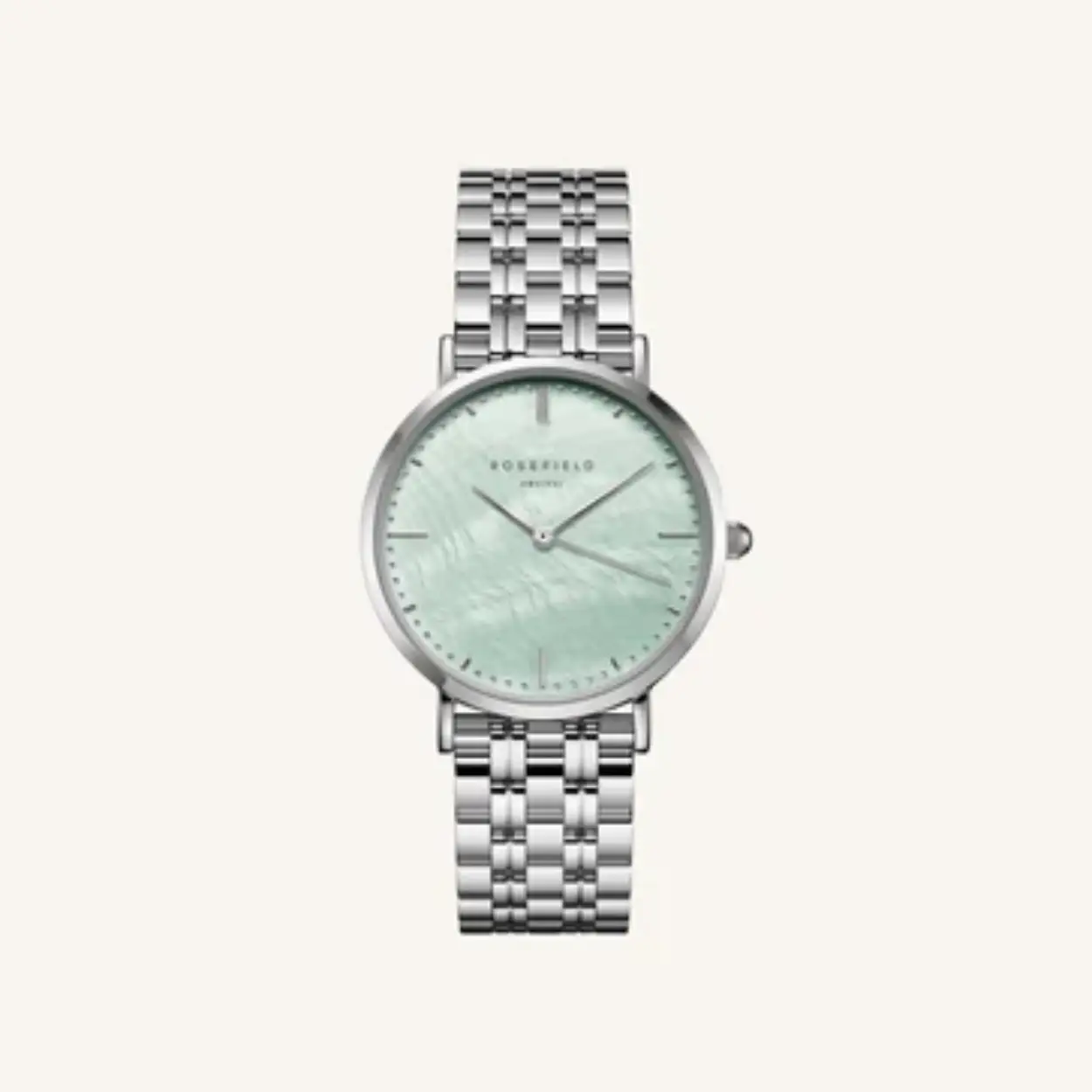 rosefield horloge the upper east side zilver met groene wijzerplaat