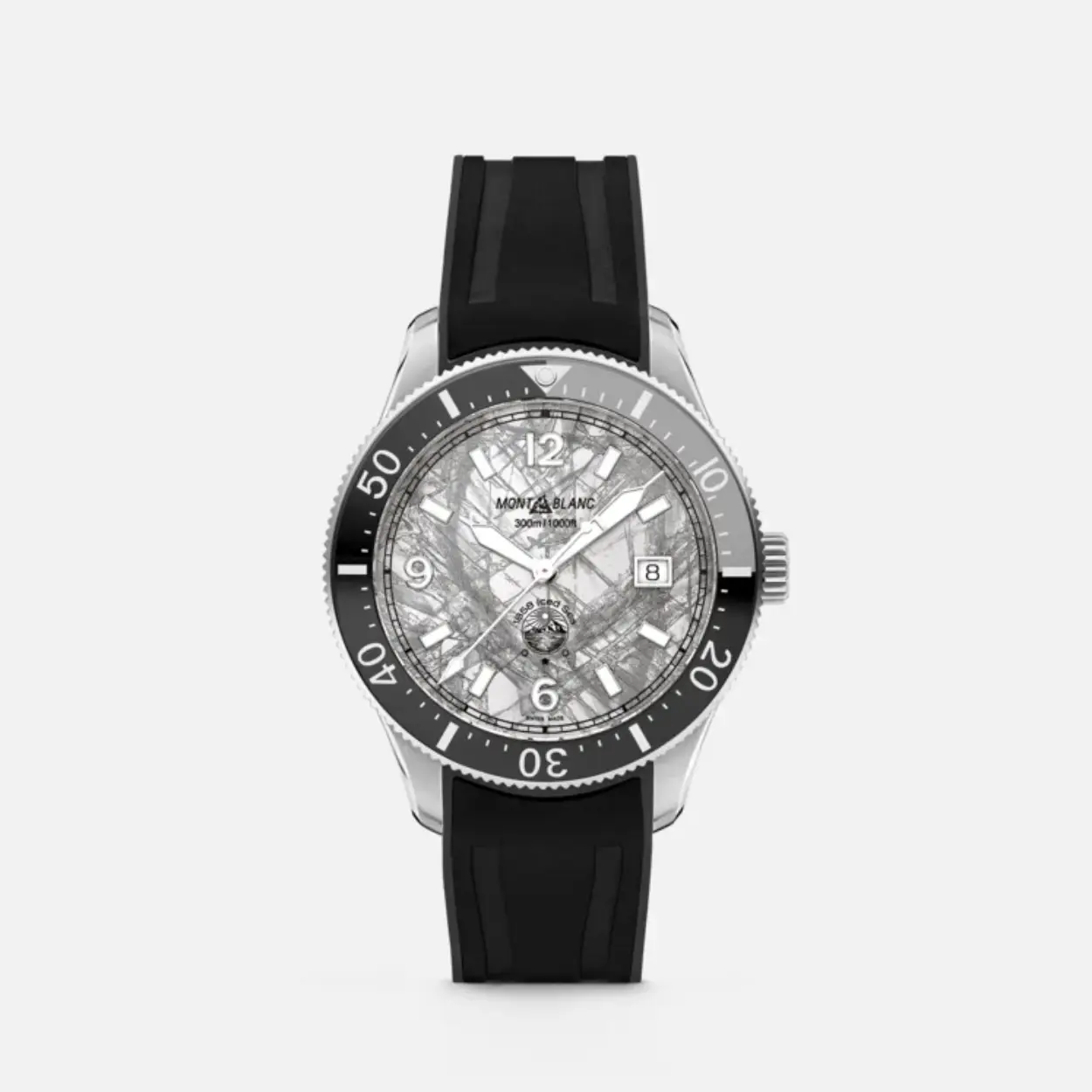 Dit Montblanc horloge behoort tot de 1858 Iced Sea collectie.
Referentienummer: MB-133628

Dit Montblanc horloge is uitgerust met een automatisch uurwerk met een gangreserve van 38 uur. De kast is gemaakt van staal en de band van kunststof. Het 41 MM horloge is getest op een waterdichtheid van 30 ATM / 300 M, hierdoor is het horloge perfect geschikt als duikhorloge. De grijze wijzerplaat met gletsjerpatroon geeft de indruk alsof je in de diepten van een gletsjer kijkt met al zijn mineralen die millennia lang in de tijd zijn vastgelegd. Geïnspireerd door de Mer de Glace, werd deze gletsjertextuur bereikt met behulp van een bijna vergeten voorouderlijke techniek genaamd gratté-boisé. De wijzers en indexen zijn voorzien van lichtgevende markering voor een betere leesbaarheid in elke omstandigheid.