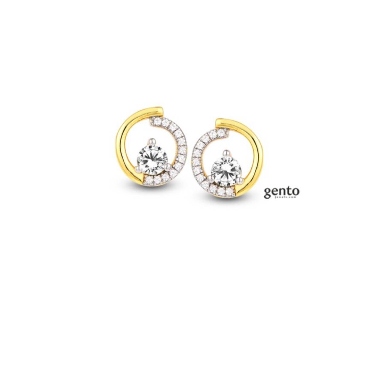 Oorbellen bicolor zilver/gold gento jewels