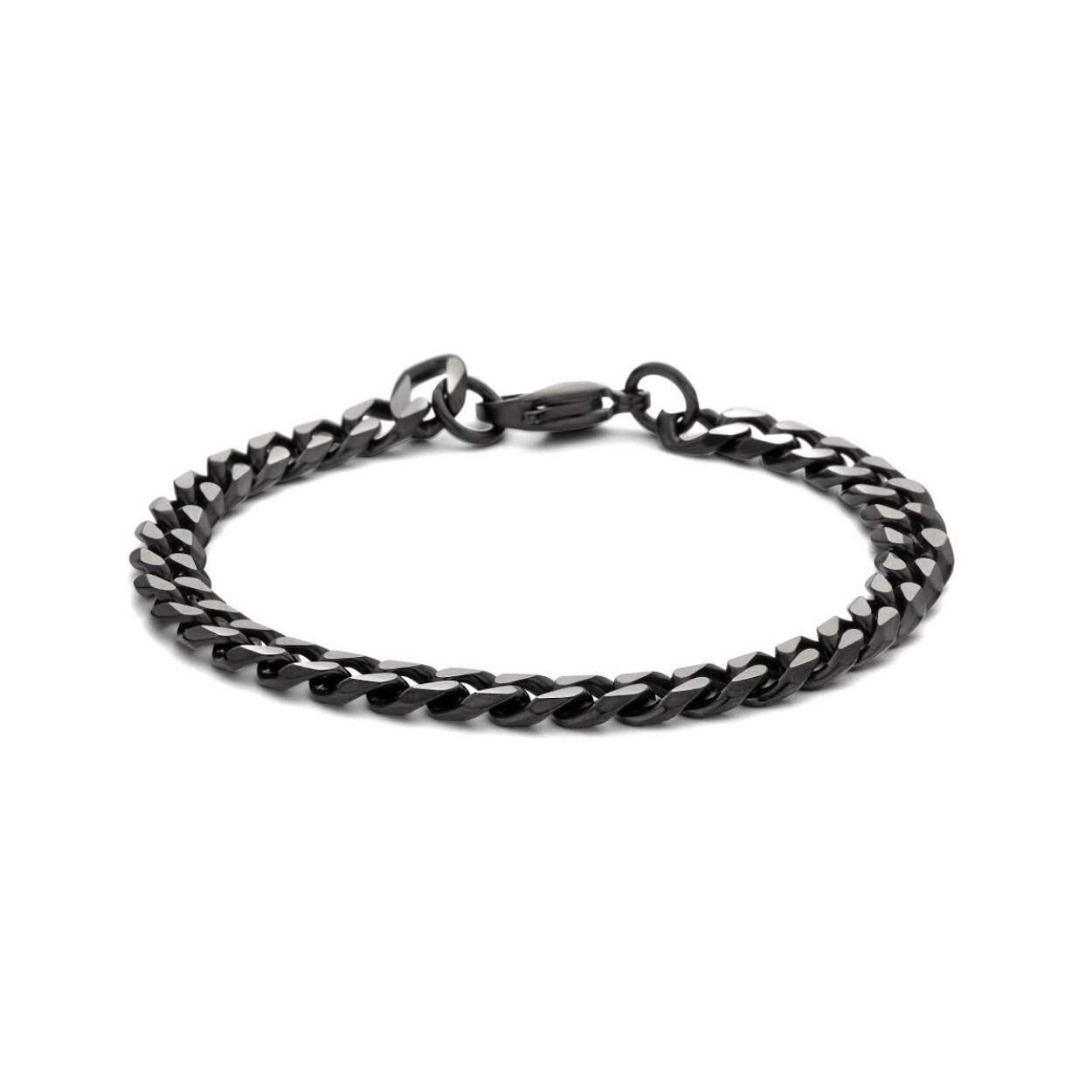 Stalen gourmette armband 20cm met een zwartkleurige ion plating. De armband heeft een schakelbreedte van 7mm en een karabijn sluiting.