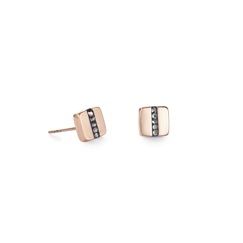 Mooie rosé plated stalen oorknopjes met pavé kristallen van Coeur de Lion. De oorbellen hebben een diameter van 6 mm en zijn met de hand gemaakt in Duitsland.