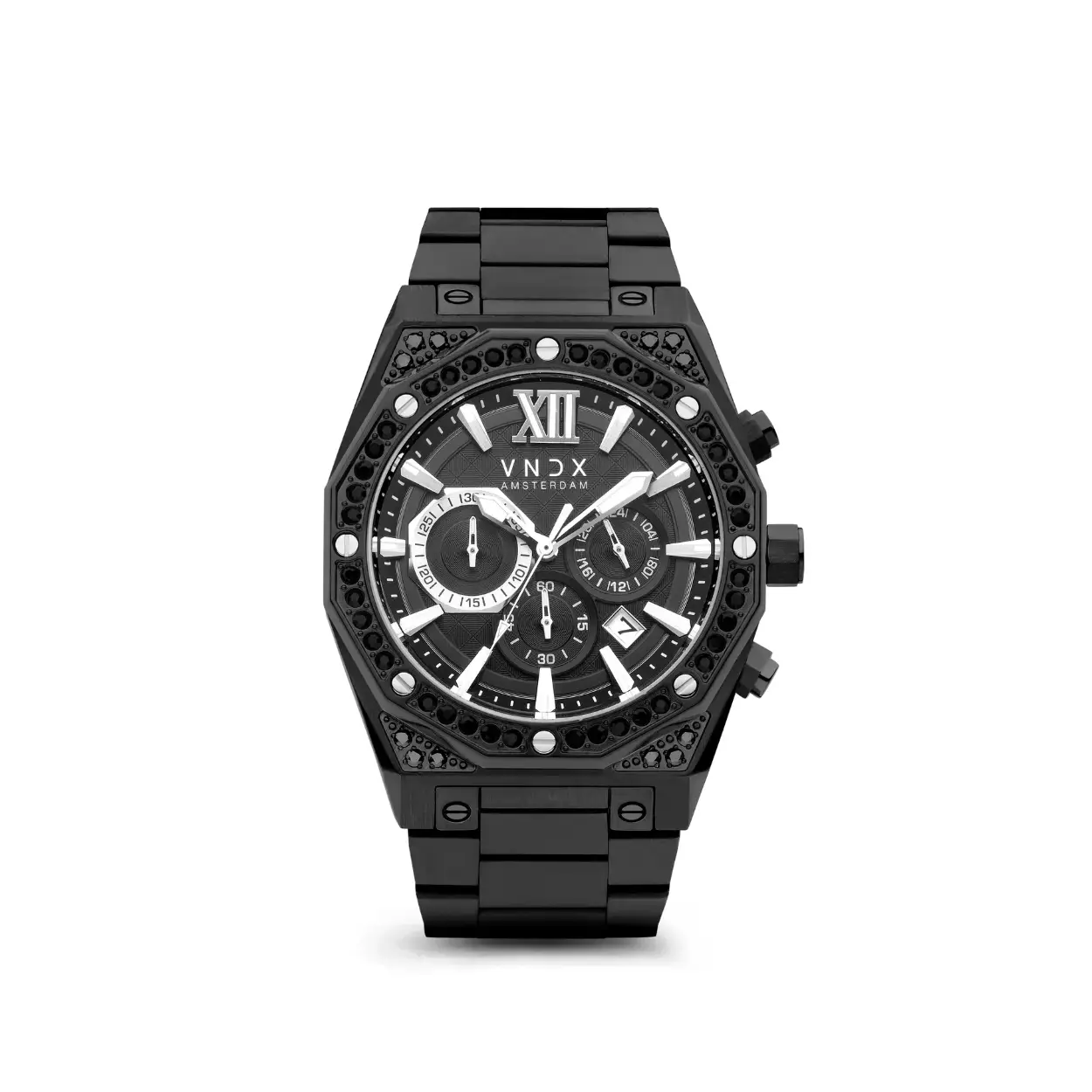 Een stoer horloge voor een wijs man. Uitgevoerd met een geborstelde zwart kleurige kast, gecombineerd met Swarovski stenen. 

Deze Wise Man is voorzien van een multifunctionele chronograaf en  datumaanduiding. 

De Wise Man Stones, een uniek horloge om cadeau te doen aan jezelf of een ander. 