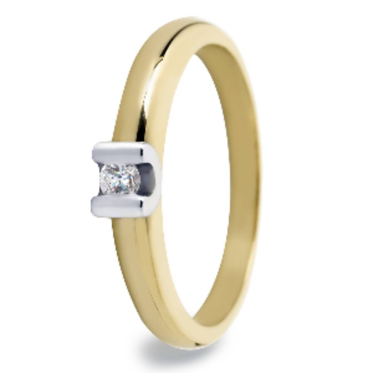 STIJLVOLLE BICOLOR RING MET BRILLIANT 0,09 CRT MT.55 