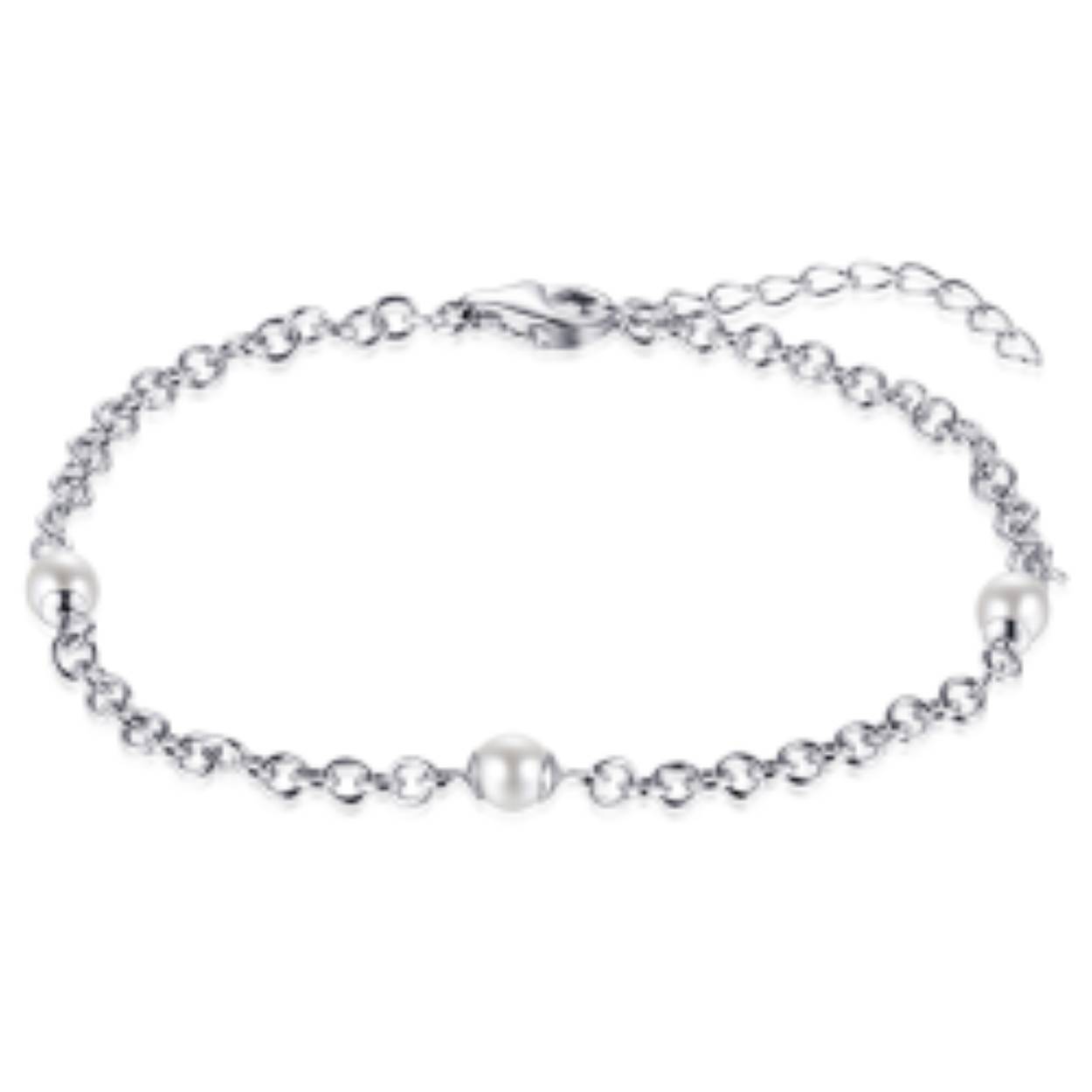 armband zilver | pareltjes lengte 17 + 3 mm