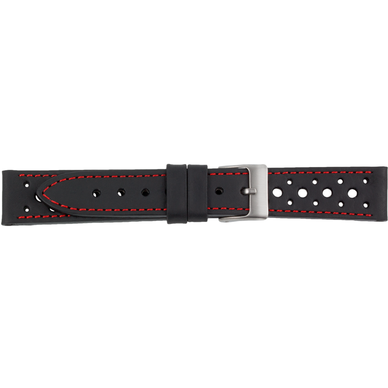 Horlogeband zwart/rood 24mm