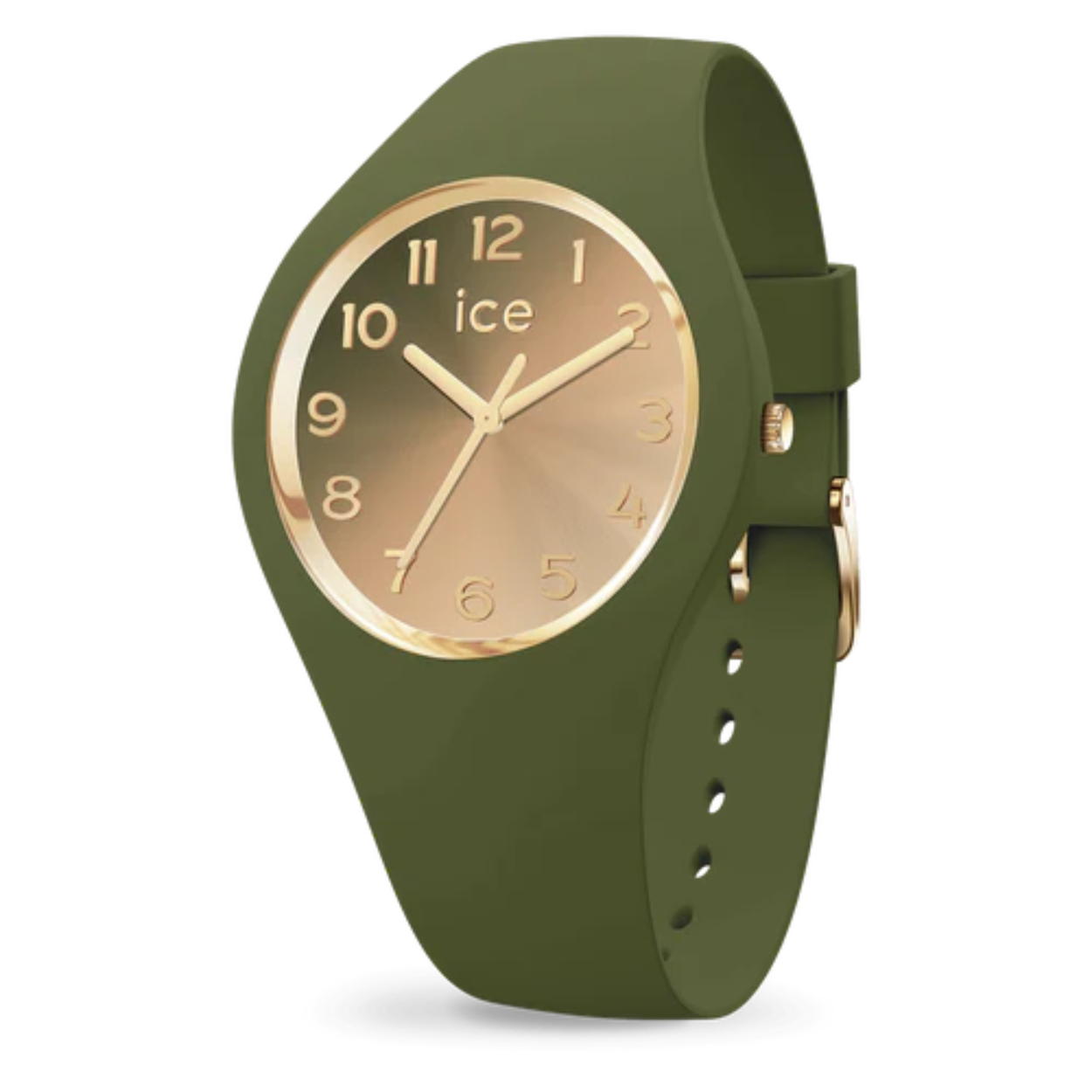 Hoe combineer je stijl en comfort? Met de ICE sunset - Olive green, zonder twijfel! Dit vrouwelijke en elegante horloge is het perfecte accessoire voor elke outfit: de mooie olijfkleur en gouden details passen bij elke look.