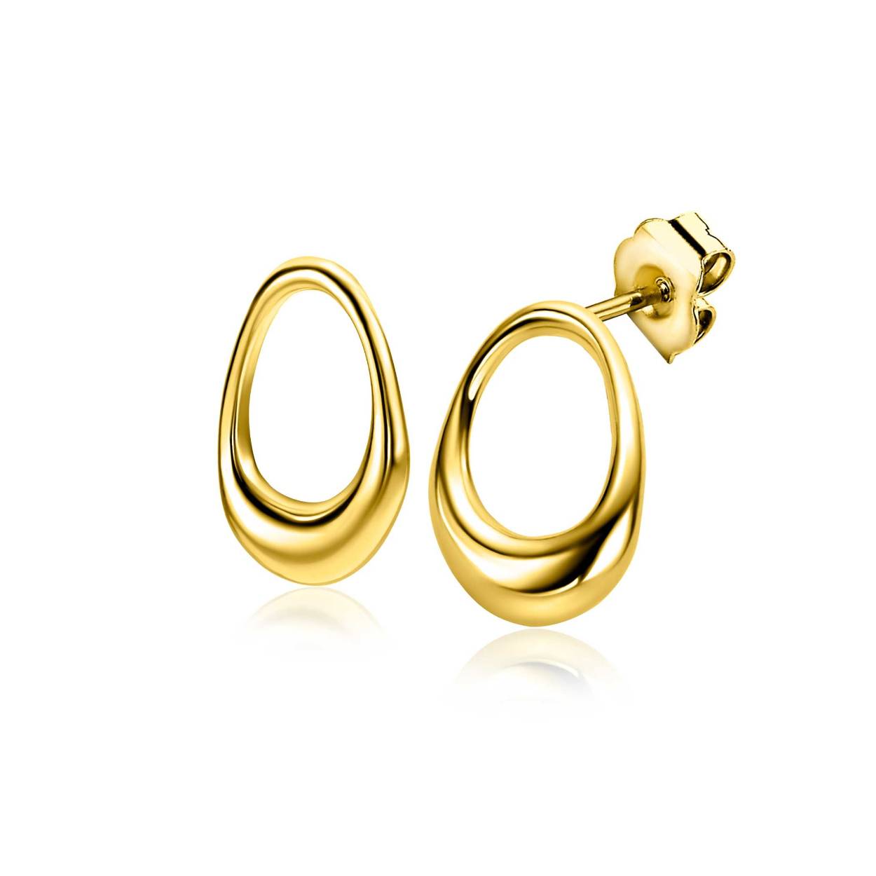 ZINZI zilver vergulde oorstekers open rond organische vorm ZIO2670G