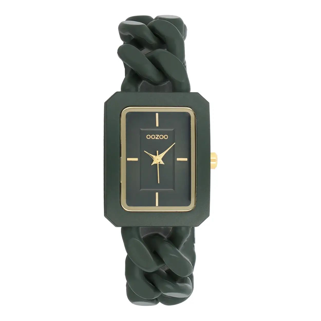 Goudkleurige OOZOO horloge met groene schakelarmband - C11279
