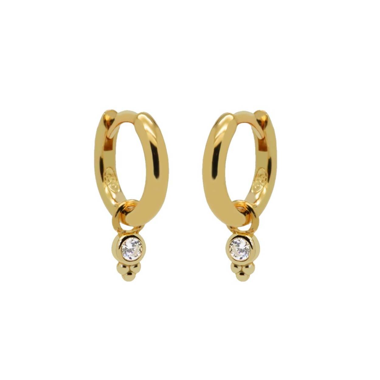 A86_GP Karma Hinged Hoops Zirkonia Double Spark Goldplated