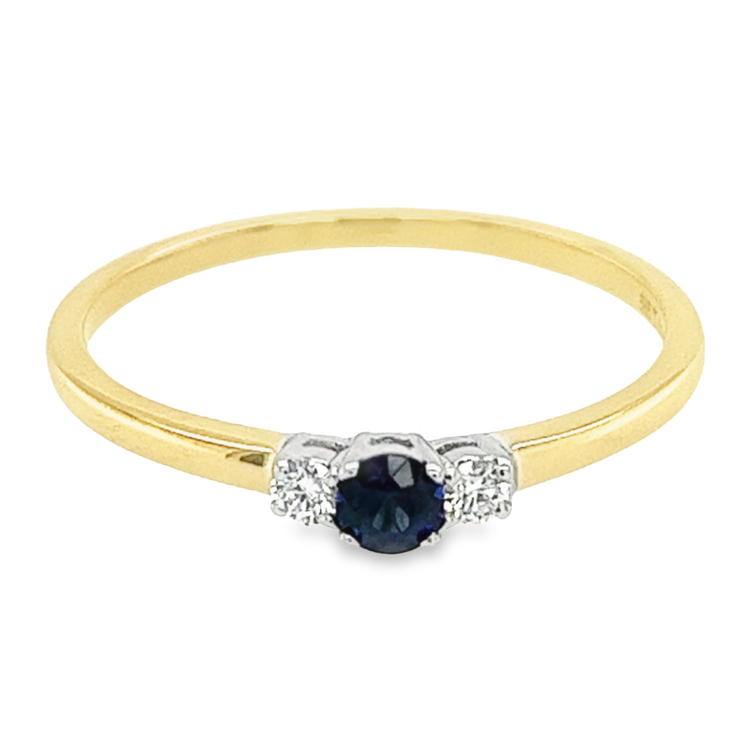 Saffier 3,1mm en Briljant geslepen diamant 0,06