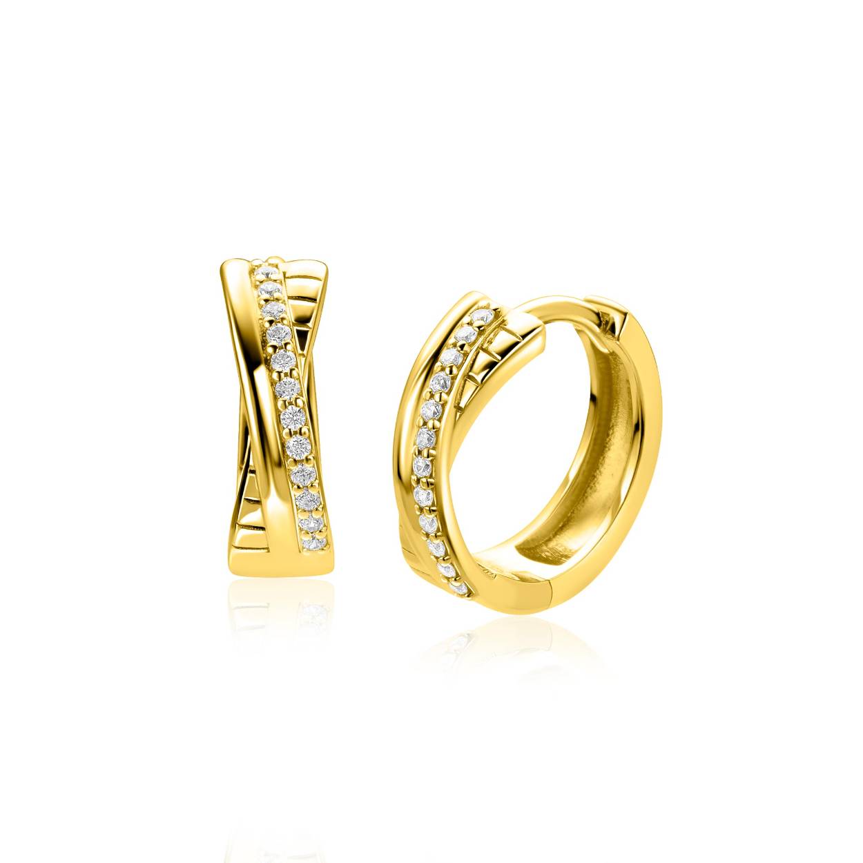 Zinzi zilveren goldplated oorringen ZIO2801