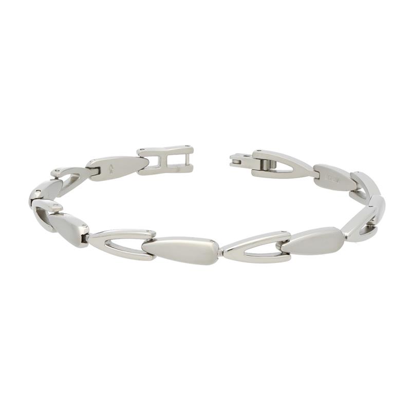 Boccia titanium armband. Mat/poli opengewerkte fantasie schakel.