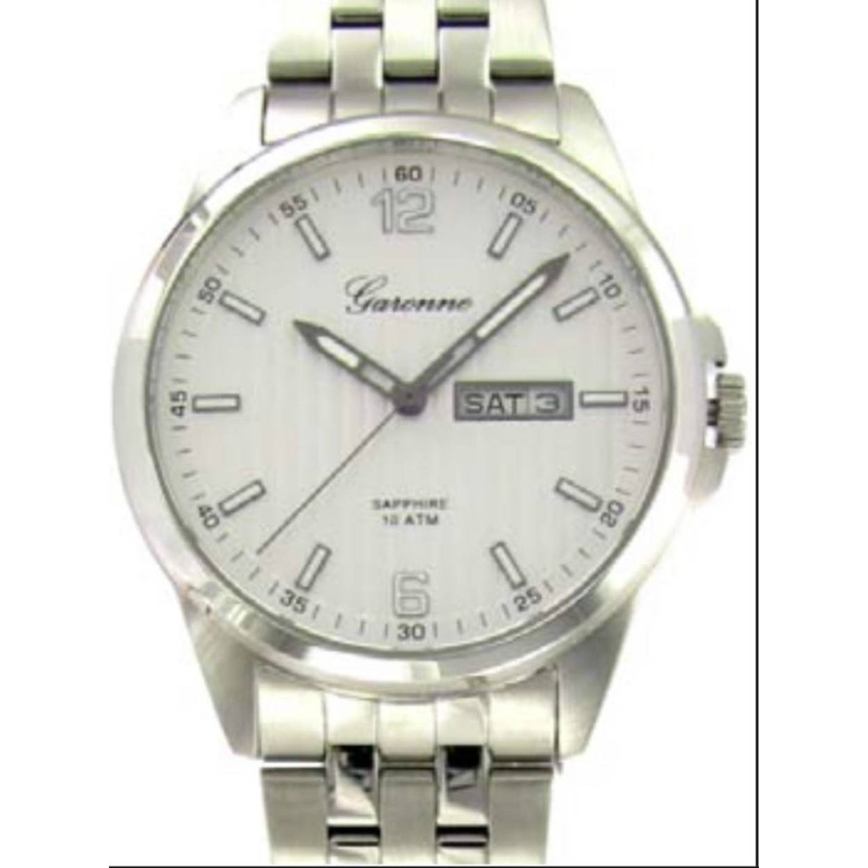 Dit herenhorloge is van het merk Garonne. Het is een analoog horloge met een band gemaakt van edelstaal. De diameter van de kast is 40 mm.
De verdere specificaties van het horloge zijn als volgt:
Glassoort: saffier
Bandbreedte (mm): 20
Kastmateriaal: edelstaal
Waterdichtheid: 10 ATM
Techniek: quartz
Kastkleur: zilver
Kastvorm: rond
Wijzerplaatkleur: zilver
Index: streepjes
Bandkleur: zilver
Sluiting: vouwsluiting