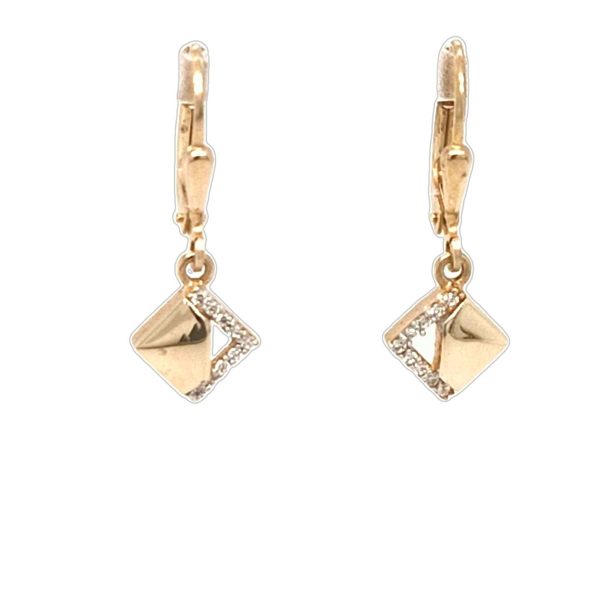 geelgouden oorhangers met zirconia