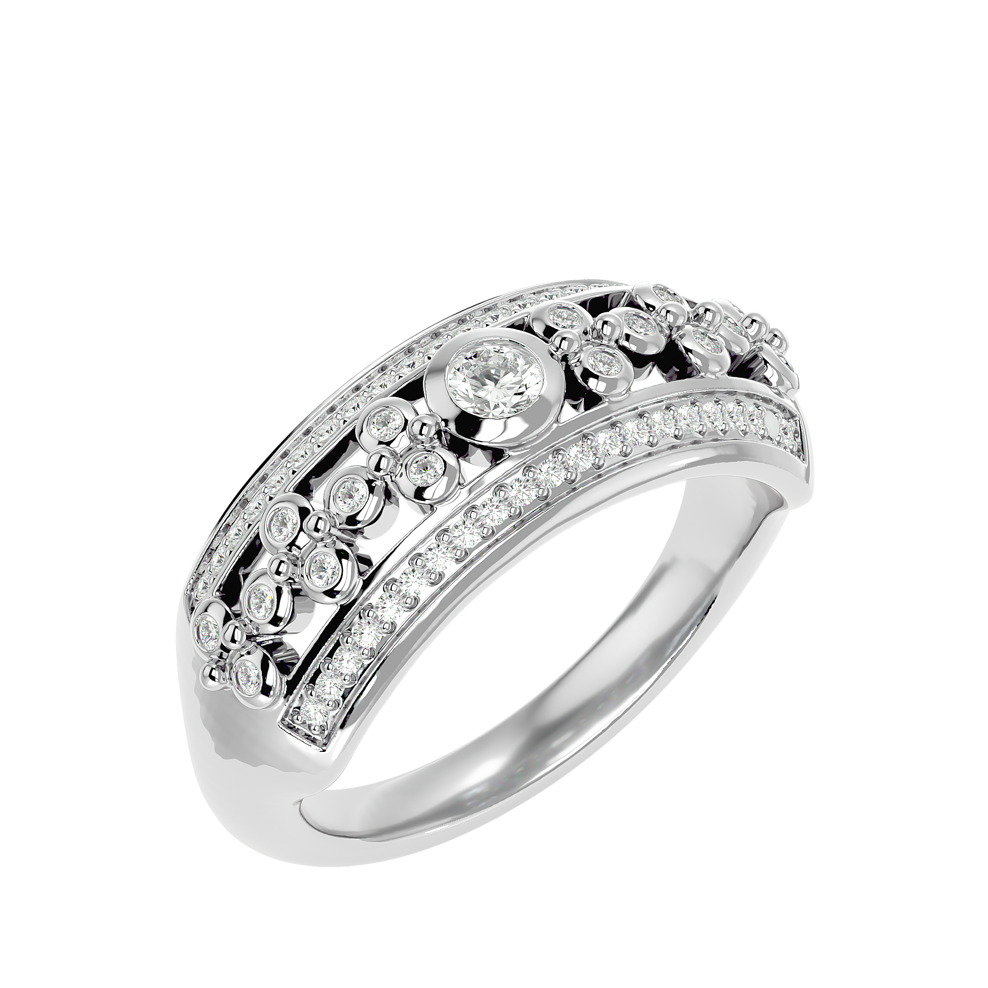 BAGUE OR BLANC ET DIAMANTS 0.40 GHSI