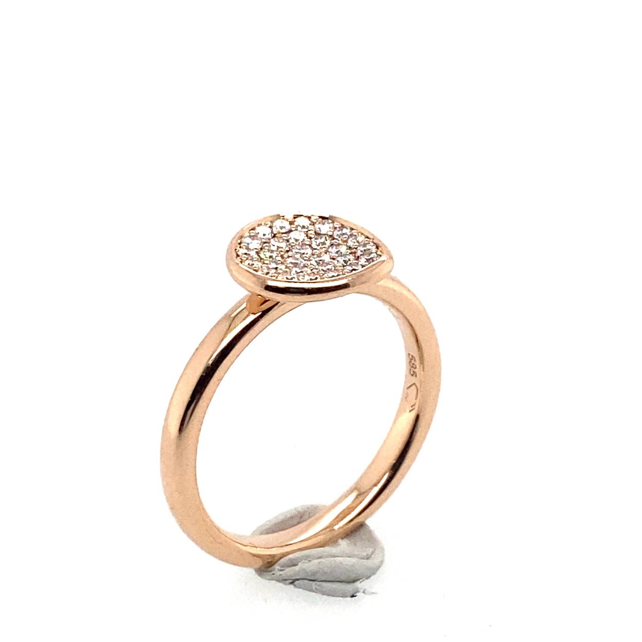 14 krt rose gouden damesring met diamant 0.32ct  w/si