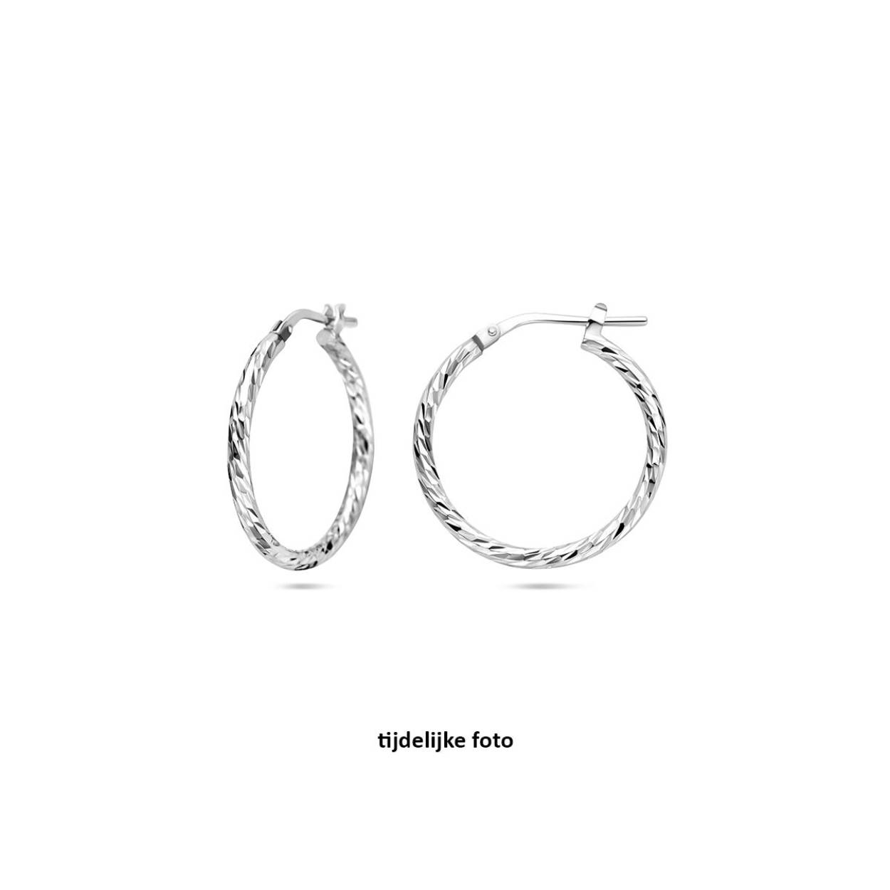 Zilveren oorringen met een gediamanteerde afwerking