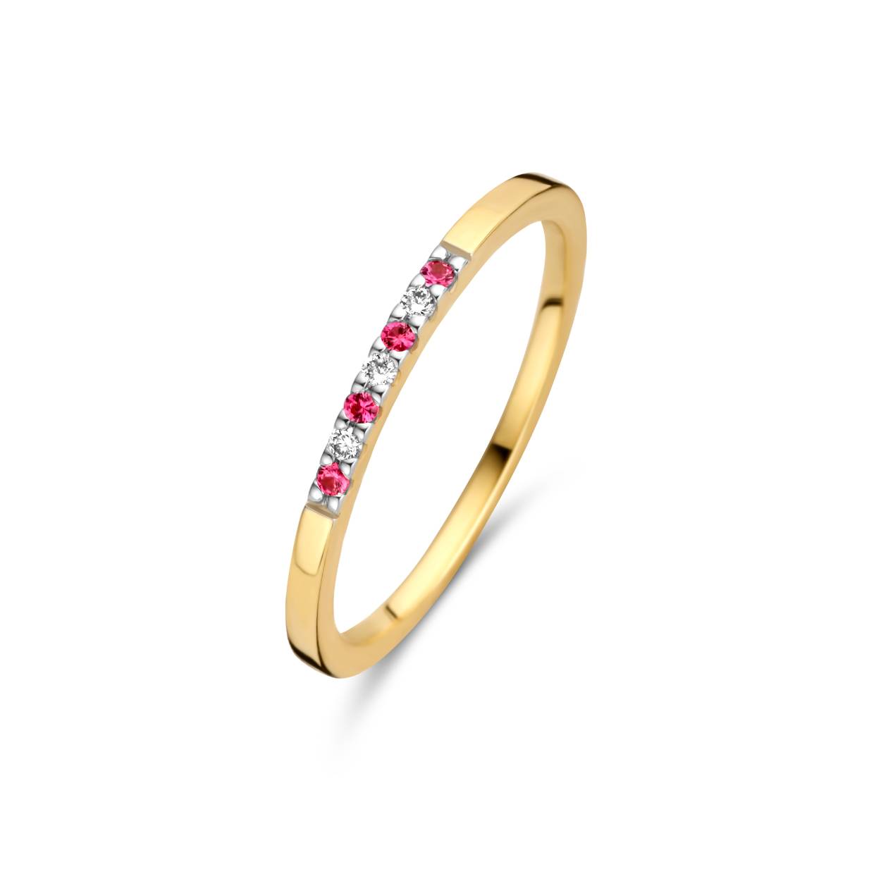 Naiomy ring goud 18k gezet met briljant en Robijn