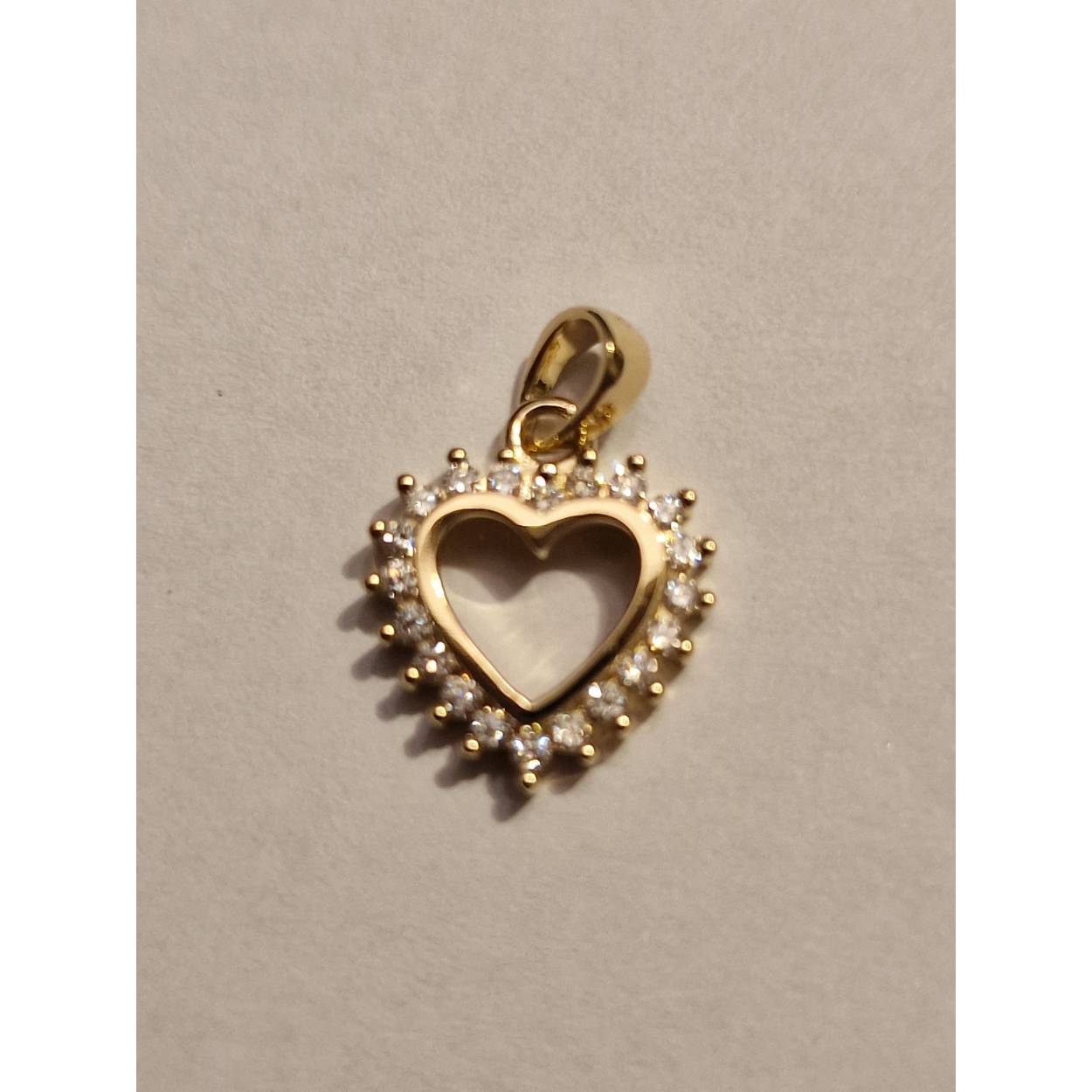 14k geelgouden hart hanger met diamant