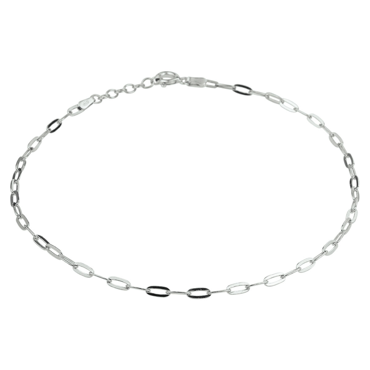 24-26cm 2,4mm Zilver enkelbandje paperclip platte buis 