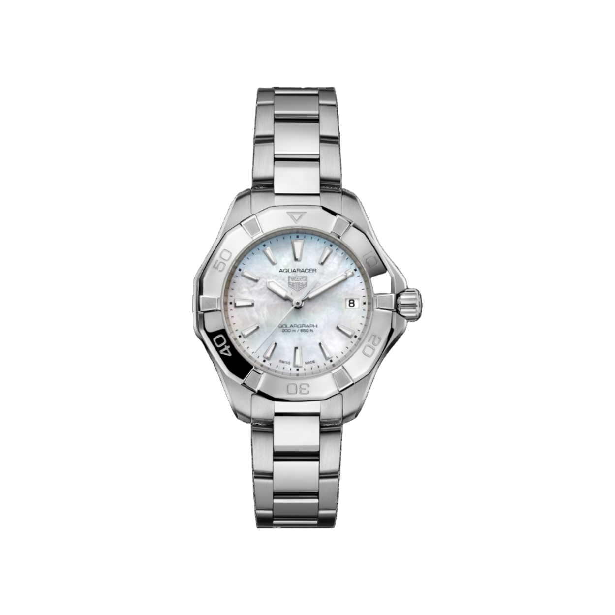 Dit TAG Heuer horloge behoort tot de Aquaracer Professional 200 Solargraph collectie.
Referentienummer: WBP1312.BA0005

Dompel jezelf met deze TAG Heuer Aquaracer Professional 200 Solargraph onder in de hemelse allure van het noorderlicht, uitgerust met een Solargraph-uurwerk. Het horloge is ontworpen als elegant, met een veerkrachtig uurwerk voor de moderne ontdekkingsreiziger, is dit weelderige horloge uw favoriete metgezel voor ruige avonture en stedelijke verfijning.

De glanzende parelmoeren wijzerplaat is versierd met witte wijzers en indexen, gevuld met Super-LumiNova® dat zelfs in de donkerste omstandigheden uitstekend leesbaar is.

Bovenop de veerkrachtige stalen kast, toont de bezel met een schaal van 60 minuten de kenmerkende bezelruiters van het Maison.

Uw TAG Heuer is 24 maanden na aankoop beschermd onder fabricagegarantie. Door het horloge te registreren op MyTAGHeuer kunt u deze garantieperiode met nog eens 3 extra jaar verlengen!