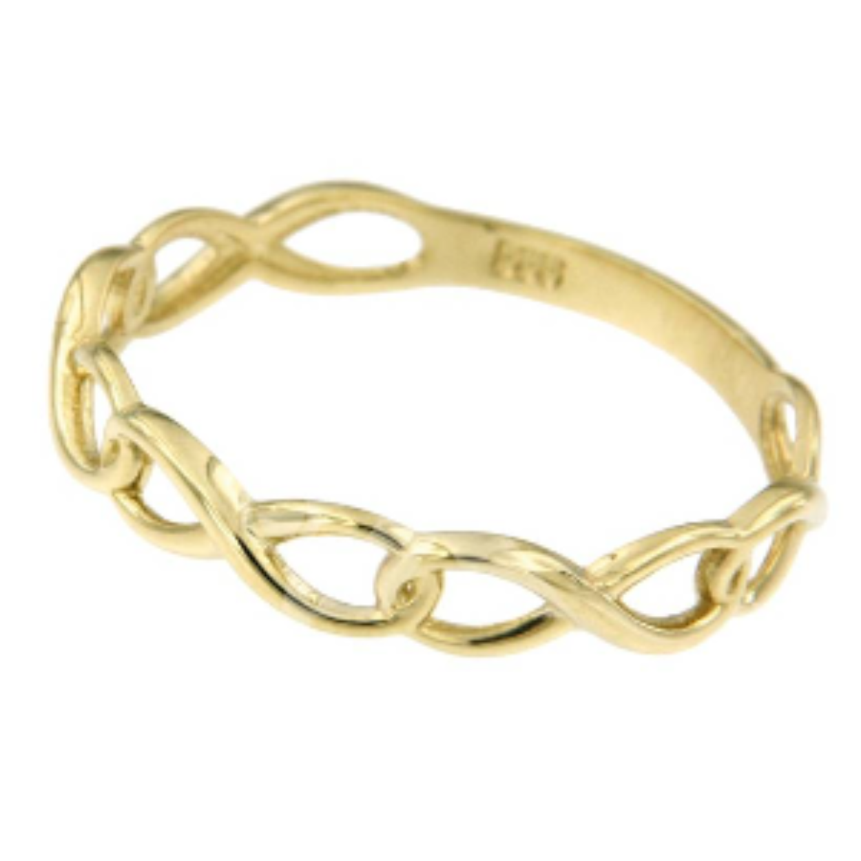 14k geelgouden ring met 5 x infinity teken.