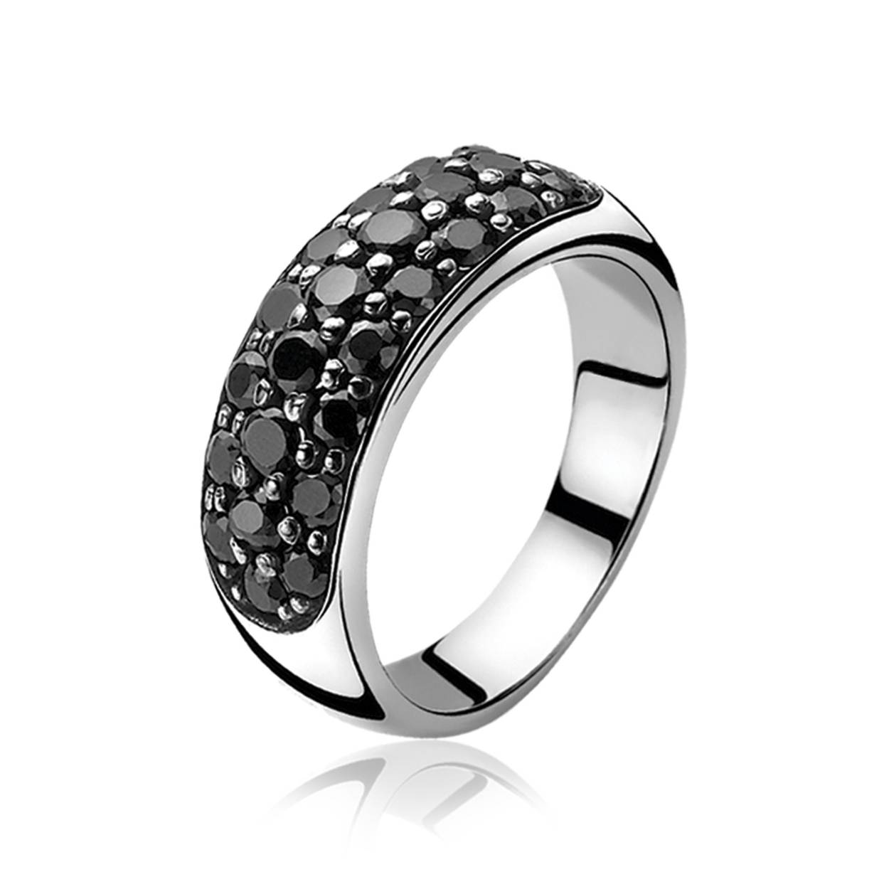
Zinzi zilveren ring pavé zwart zirkonia mt60 zrir334z