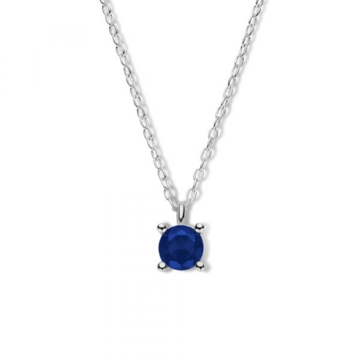 Zilveren Ketting met Zirkonia Hangertje - 5mm - Blauw - 40+5cm 