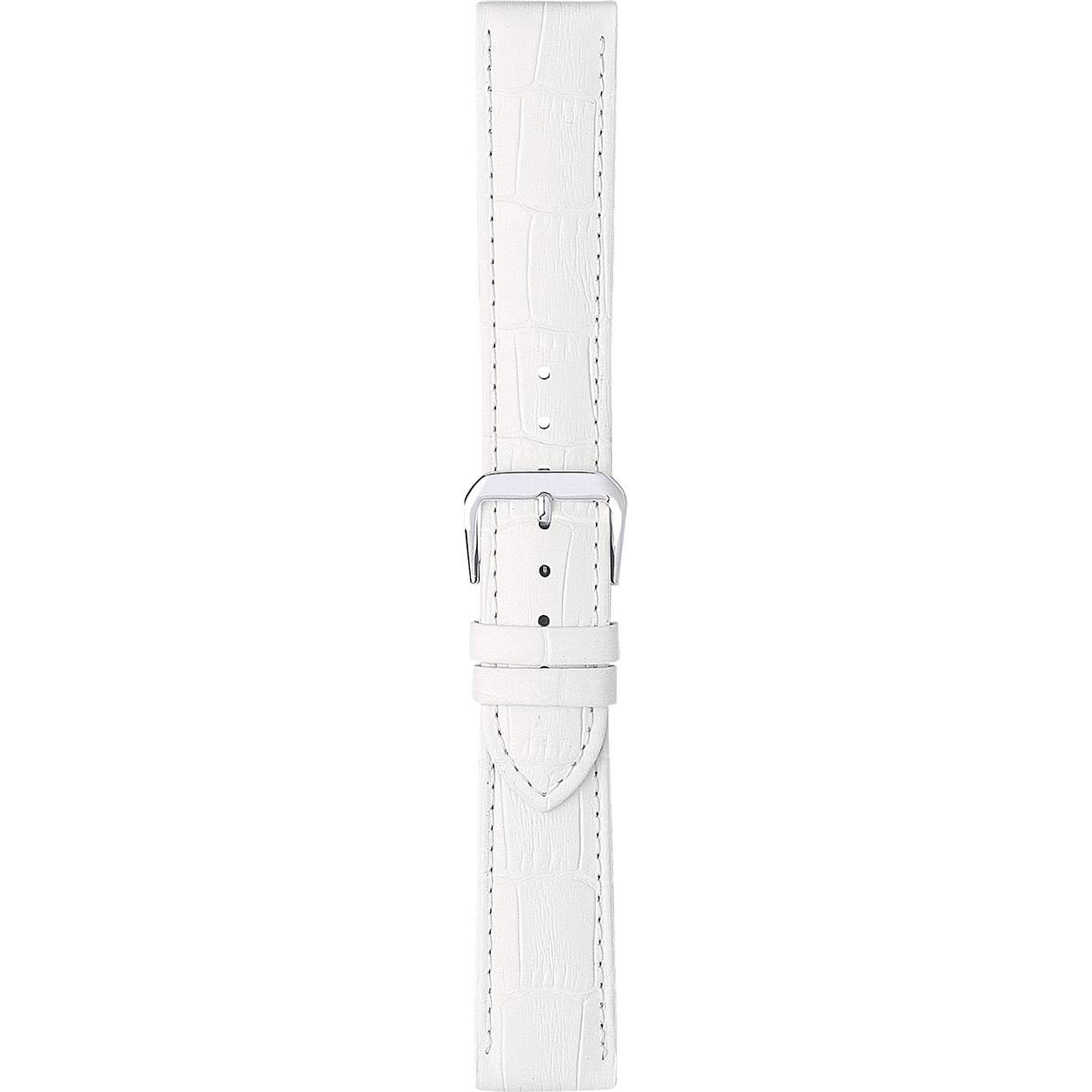 Horlogeband leder 20mm wit gestikt alligator